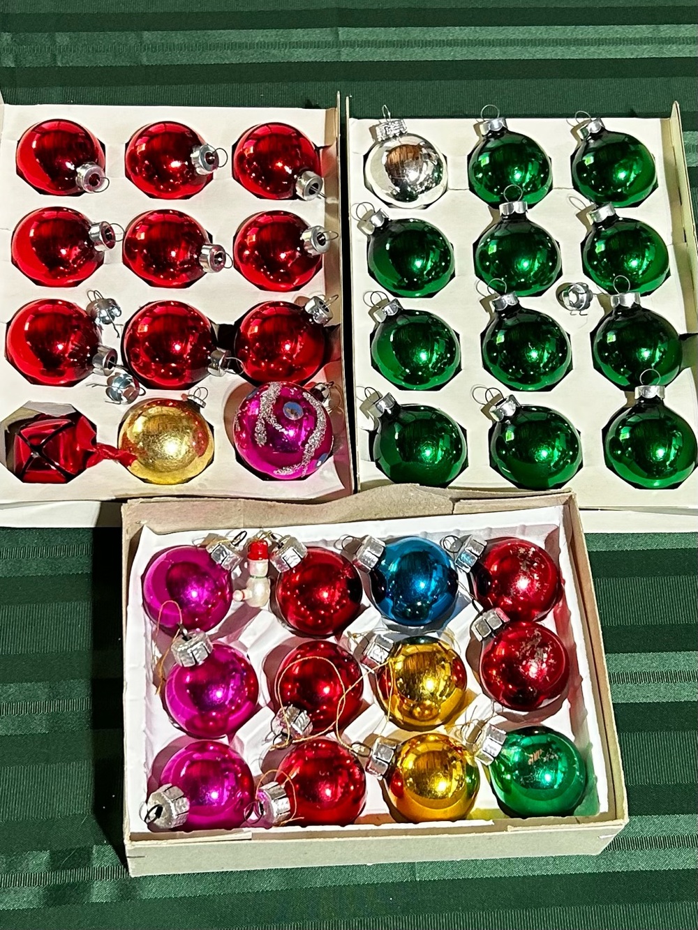 Vintage Glass Christmas Ornaments - Noma - Red - Pink - Green - Blue - Doubl Glo